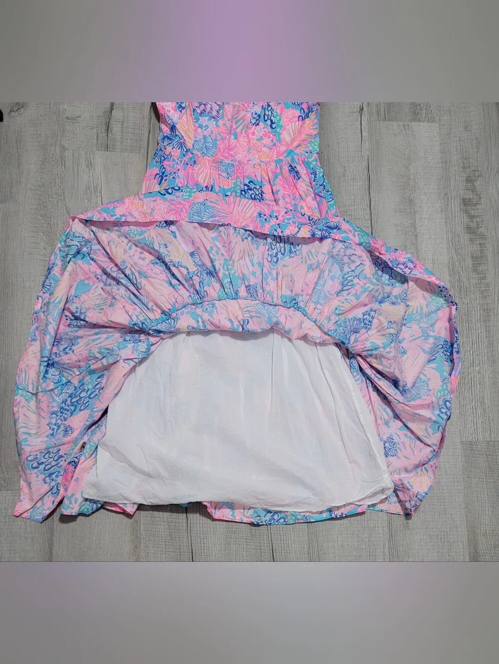 Lilly Pulitzer Edith Maxi Dress Splendor in the Sand Pink Blue Size 8 EUC - Picture 8 of 15